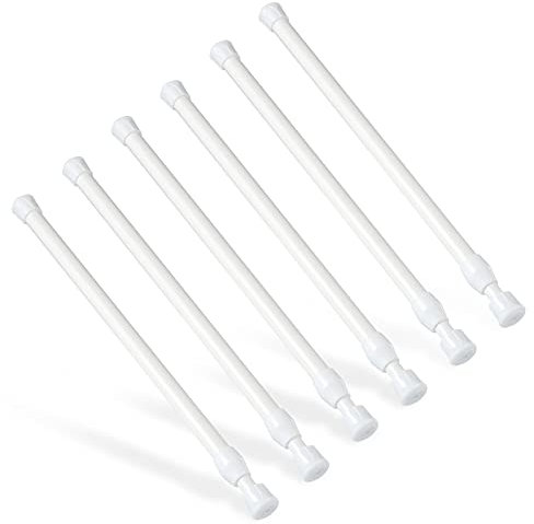 6 Stück Teleskopstange, Goowin 25-40cm Spannstange ohne bohren, rostfreie Feder, kleine Spannstange, verstellbare Spannstange für Schrank, Küche, Schrank, Kleiderschrank, Bücherregal (weiß)