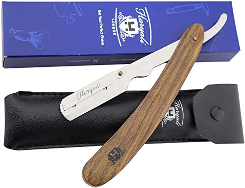 Barber Stil Holz Rasiermesser mit Leder Tasche Ideal für Anfänger Wet Rasierer, und tief Rasur. Kommt mit einem Leder Tasche für bessere Sicherheit.