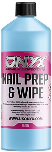 Onyx Nail Prep + Wipe 1 Litre Gel Nail Polish Residue Cleaner Remover, UV LED Manicure Gel Polish Base Wipe, Multi-Purpose for Sanitising Nail Plate & Nail Polish Cleanser - 1000ml