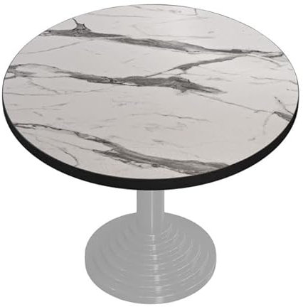 GGMMÖBEL Brasil | Tischplatte | Ø50cm | Weiß Marmor | Holzplatte | Perfekt für klappbare Couchtisch, Küchentisch, Esstisch | ABS Kante | HPL beschichtete | Restaurant, Cafe, Bar