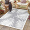 payé Outdoor Teppich Wetterfest - 160x230cm - Grau Weiß - Pflanzen Muster - Teppiche für Terrasse Balkon Garten Indoor