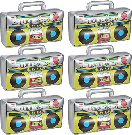 WANGCL 6 Stück 16,5 Zoll Aufblasbare Boombox für 80er 90er Jahre Party Dekor Kettengliederballons für Hip Hop Geburtstage Hochzeiten Partyzubehör