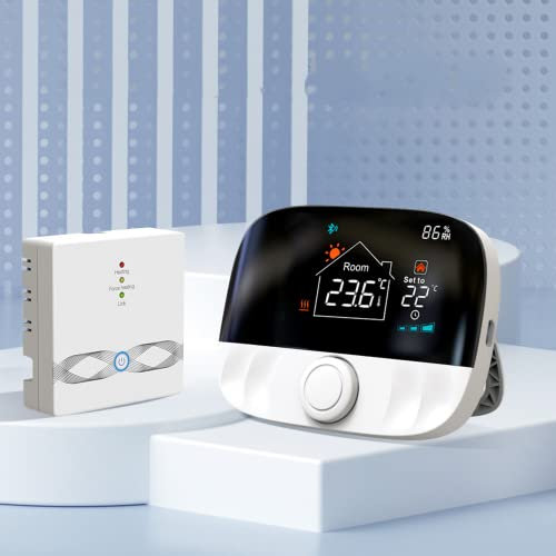 ZYWUOY WiFi Smart Thermostat for Electric/Water Heating, Gas Boilers - Remote Voice Control, Programmable Wifi Thermostat with Receiver, Supports Alexa & Tuya