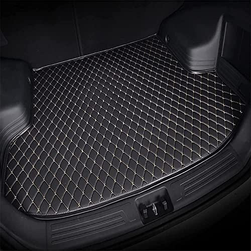 ELOKO Auto Leder Kofferraummatten für BMW Série 3 E91 2005-2013, Cargo Teppich Kratzfest rutschfest Kofferraum Schutzmatten Zubehör,Black-beige