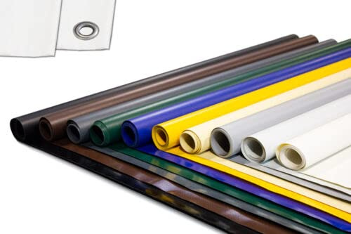 ANKO PLANEN Telone per camion 700g/m² in PVC – extra resistente – con occhielli e senza occhielli – Telone di copertura premium (Grigio, 5m x 6m, occhielli rotondi da 12mm)