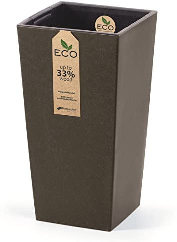 Blumenkübel Blumentopf Pflanzkübel ECO Wood Blumenkasten Quadrat Matt Design Höhe 55cm mit Pflanzeinsatz (Braun Urbi)