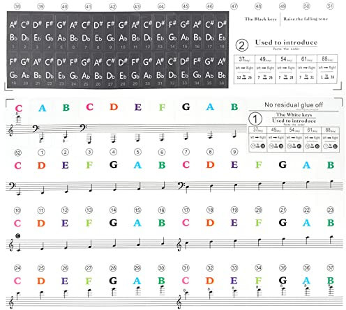 Piano Keyboard Stickers for 88/61/54/49 Key Piano Note Stickers Piano Keyboard Letters for Beginners Piano Notes Stickers Electronic Piano Keyboard Note Stickers Piano Keyboard Stickers for Kids