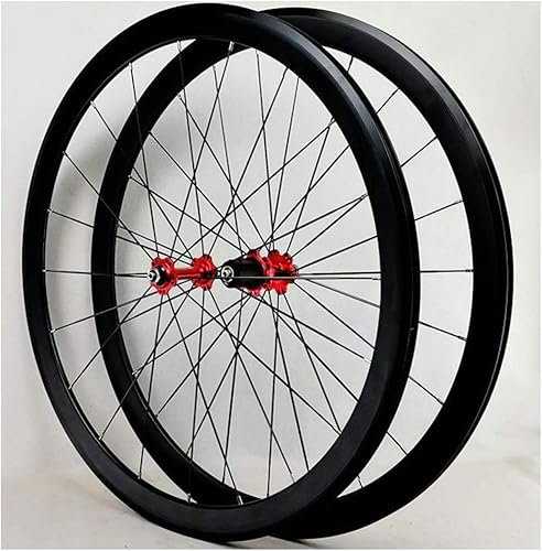 Usknxiu Rennrad Laufradsatz, 700C Doppelwandige Leichtmetall Felgen V Bremse 40mm Vorderrad Hinterrad BMX straße Fahrrad räder Schnellspanner für 7 8 9 10 11 12 Geschwindigkeit 1890g / Paar,Schwarz