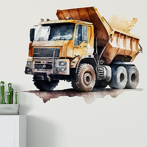 GRAZDesign Wandtattoo Fahrzeuge Baustelle Kinderzimmer Junge, Wand Aufkleber Tattoo Kinder Auto, Bagger Wandaufkleber für Jungenzimmer & Teenager 63x50cm