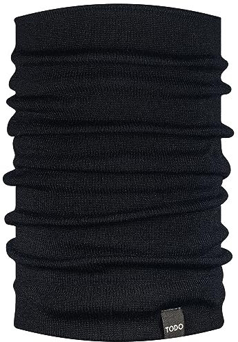 TODO Warme 100% Merino Schlauchschal Herren und Damen. Wolle, Atmungsaktiv Merino Halstuch Herren Merinowolle (100% Merino Schal, Schwarz)