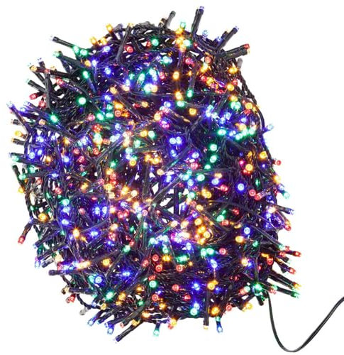 VFM - Christmas Lights 1000 LED 25m Xmas Tree Lights - Fairy Lights - Festive Bright String Xmas Tree Wedding Fairy Lighting Indoor & Outdoor Mains Operated Multi Function Control Multi-Coloured