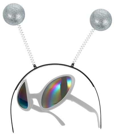 Holibanna 2 Teiliges Mond Ufo Brillen Set Grünes Brillen Set Make Up Set Outser Space Party Brille Für Männer Mode Avatar Make Up Haar Accessoires Antenne Cosplay Party