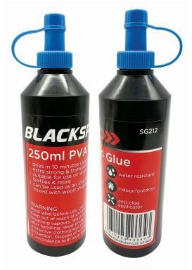 1 x 250 ml Holzleim – starker, schnell wirkender Mehrzweck-Kleber für Stoff, Metall, Holz, Gummi, Schuhreparatur – von Blackspur