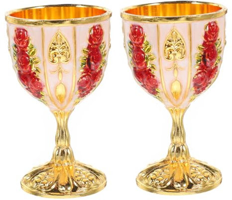 Ciieeo 2 Stück Kelch Kelch Tasse Eisen Weinkelch Hochzeit Rose Mittelalterlich Wikinger Becher Gothic Trinkgefäß Heiliger Gral Trinkbecher Wasseropferbecher Vintage Metall Buddhistischer
