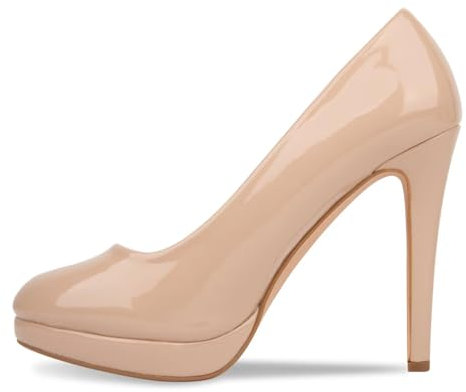 Drag Queen Cross Dresser Pumps für Herren und Damen, hoher Absatz, runder Zehenbereich, Hautfarben - Nude Patent, 42 EU