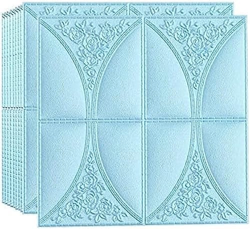 3D-Wandpaneele, 3D-Tapete, 10 Stück, 3D-Stereo-Schaumstoff-Wandaufkleber, Deckenpaneel, Dachaufkleber, Selbstklebende Hintergrundtapete, Dekor, Wohnzimmer, 70 x 70 cm, blau, 70 x 70 cm x 10