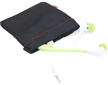 3 Pack Headphone Pouch,EVA Leather Earphone Storage Bag, Portable Headset Carrying Pouch with Drawstring Closure, Earphone Bag for Coins, Keys, USB Flash Drives(Black)
