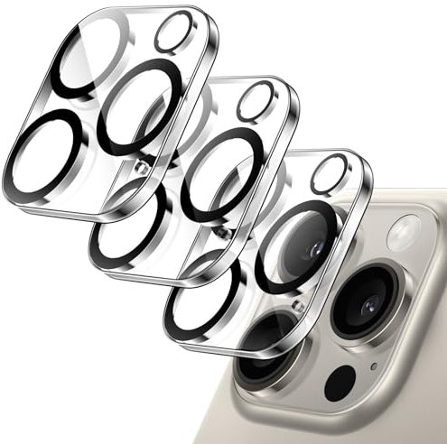 JETech Protector Lente Cámara para iPhone 16 Pro 6,3 Pulgadas y iPhone 16 Pro Max 6,9 Pulgadas, Cristal Vidrio Templado 9H, Anti-Arañazos, Amigable para Funda, HD Clara, 3 Unidades