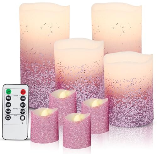 Led Flameless Battery Operated Flickering Pillar Real Wax Moving Flame Electric Candle Sets with Remote Timer, LED Tea Light Candles for Christmas, Party and Wedding Decoration
