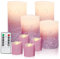 Led Flameless Battery Operated Flickering Pillar Real Wax Moving Flame Electric Candle Sets with Remote Timer, LED Tea Light Candles for Christmas, Party and Wedding Decoration