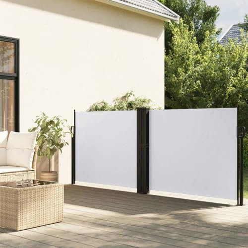 CFODOJ Haus & Garten, Rasen und Garten, Outdoor-Wohnen, Sonnenschirme und Sonnenschirme, einziehbare Seitenmarkise, Weiß, 140 x 600 cm