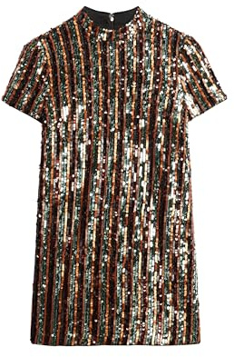 Superdry Damen T-Shirt-Minikleid mit Pailletten Bunte Pailletten 38