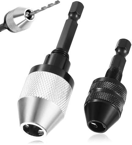2 Adattatori Mandrino Autoserrante, Portamandrino Rapido Senza Chiave 1/4 Esagonale, Compatibile con Punte 0,3-6,5mm e 0,3-3,6mm, Per Trapani e Avvitatori