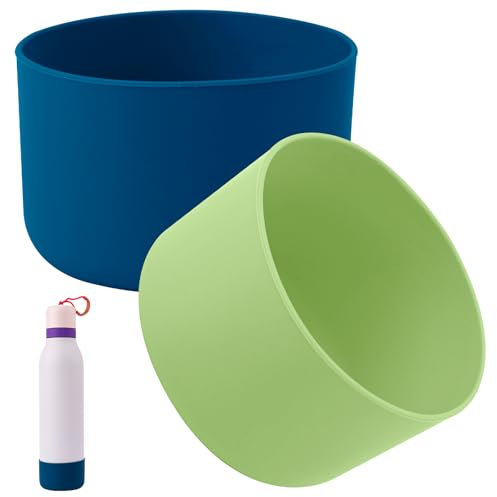 Gosknor Botte en Silicone pour Owala, Diamètre 7,5 cm Botte de Bouteille Antidérapante Couvercle de Protection du Fond Accessoires pour Bouteille d'eau Compatible avec Owala 709,68 ML (Vert, Bleu)