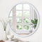 JJUUYOU Miroir rond vintage avec cadre en bois pour salle de bain, salon, chambre à coucher, dortoir, 30 cm, blanc