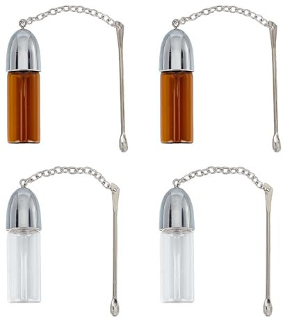 NICENEEDED 4 PCS Portable Mini Spice Dispenser, Leak-Proof Salt and Pepper Shakers Glass Vials with Spoon, Waterproof Camping Spice Containers Salt Shakers for Outdoor Activities Traveling