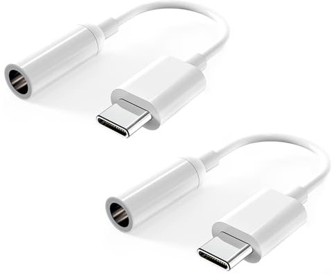2 Adaptateur USB C vers Jack 3,5mm, Adaptateur de Prise Casque pour Écouteurs USB-C avec DAC, Convertisseur Audio Numérique pour Samsung Galaxy S21/S20 Huawei MacBook iPad Pixel Plus Charge et Audio