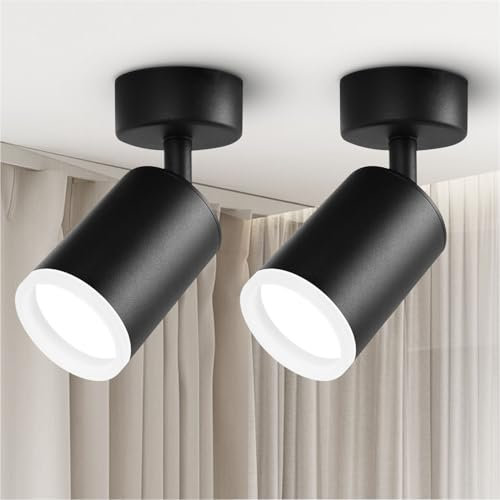 Ugvmn 2er Deckenleuchte 1 Flammig, Schwarz Schwenkbar Deckenstrahler, GU10 Wandleuchte Deckenlampe, Moderne Deckenlampe, Deckenspots für Wohnzimmer Schlafzimmer Küche Flur (Glühbirne Nicht Enthalten)