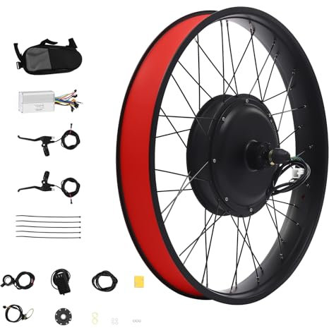 SanBouSi 26 Zoll Fat-Bike Fatbike Umbausatz E-Bike Bürstenloser Hinterrad Motor Kit Scheibenbremse mit LCD Display und Daumen-Drehknopf 48V 1000W