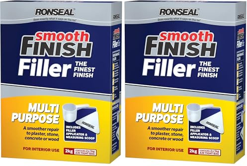 Ronseal RSLMPPF1KG Smooth Finish Filler Multi-Purpose Powder 1Kg, Clear (Pack of 2)