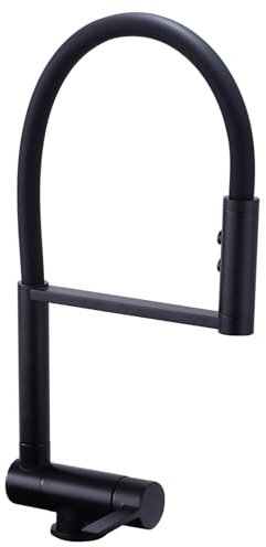 Grifo Cocina Abatible Negro Grifo Cocina Fregadero Extraible Flexible Plegable 180° y Caño Giratorio 360° Griferia Cocina Laton