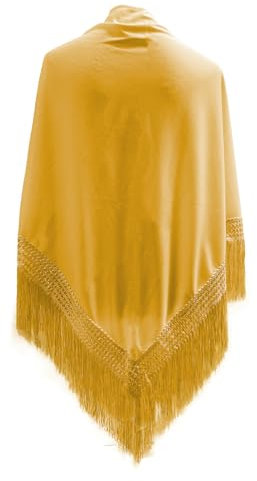Yusons Mantón de Manila de Pico en Triángulo para Mujer, Mantones de Flamenca adulto de Color liso, Mantoncillos de Flamenca, Talla única (Amarillo)