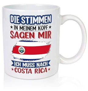Costa Rica | Urlaub | Stimmen in meinem Kopf | Traumland - Tasse Weiss - Kaffeetasse/Geschenk/Familie
