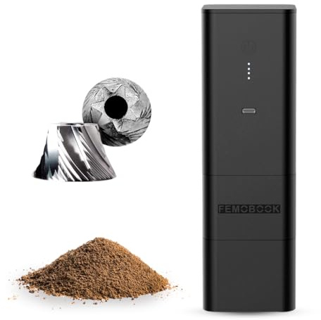 Femobook -A2 Portable Electric Coffee Grinder, Cordless Burr Grinder, USB Rechargeable, Magnetic Ground Cup for Espresso Coffee, Pour Over Travel and Home Brewing, Color