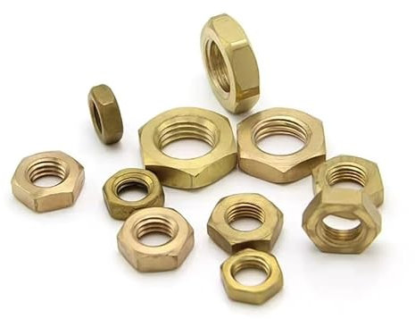 Nyloc Nuts, 3PCS Thin Brass Hexagon Nuts M8 M10 M12 M14 M16 M18 M20 M22 Fully Threaded)(M12*1.5 * 17 * 3)