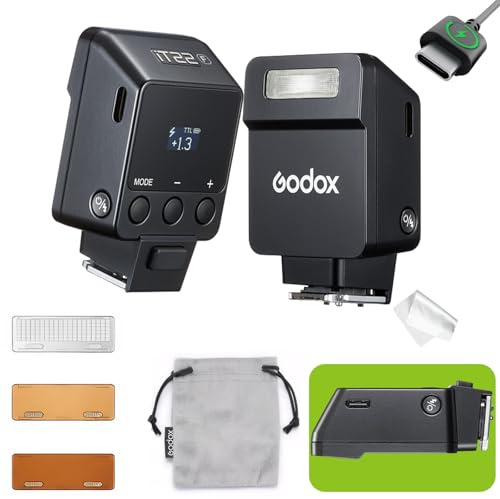 GODOX IT22 F Kamera Blitz, IT22F TTL Mini Blitzgeräte, 700 Blitze, Recycle-Zeit von 1,5 Sekunden, Kompatibel mit Fujifilm X100VI GFX100RF XS20 XS10 XT30 II XT5 XM5 GFX50S GFX50R X-T4 X-T3 X-E4