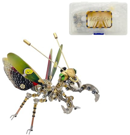 BrightBud 3D Metall Puzzle Erwachsene, 3D DIY Steampunk Mantis Metallmodell, Mechanisches Insektenmodell, Steampunk Sammelbares & Deko Geschenk, 300+ Teile