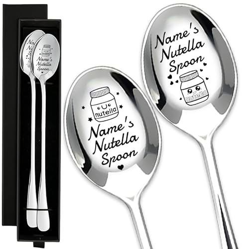 2 stück nutella löffel, nutella geschenkelöffel, dessertlöffel, Silber Gravur Löffel, Hochzeit geschenk, Geeignet Für Jubiläume, Valentinstage Oder Als Geschenk