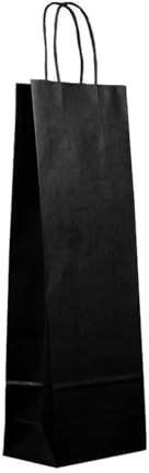 50 x Sac à vin 14+8x40cm pour 1 Bouteille en papier kraft emballage cadeau Noël anniversaire mariages Résistants, écologiques et recyclables (Noir)