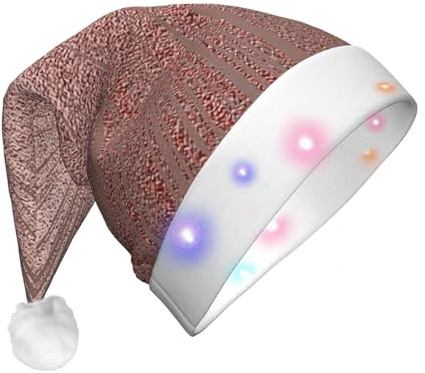 TTIGLHOH Cappello di Babbo Natale rosa oro rosa per costume di Natale copricapo con luce LED per adulti, cappello di Babbo Natale per feste