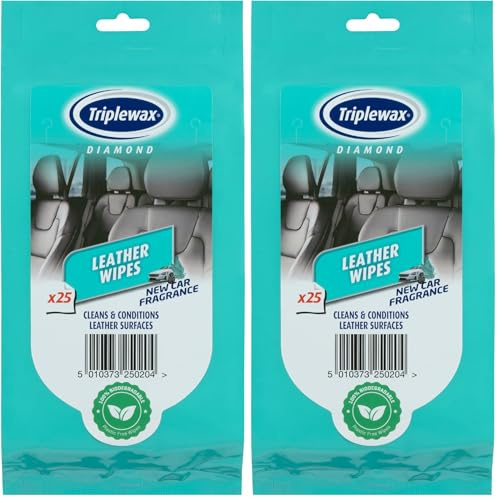 Triplewax Leather Wipes – Cleans & Conditions Leather Seats & Interiors (Pack of 2)