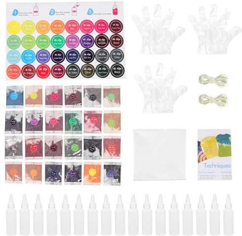 Artibetter Batik Satz mit 24 Farben Pulverfarbstoff für Erwachsene Waschmaschinenfest Geeignet zum Färben von Shorts und Schals 60ml pro Farbe Selbstgemacht Party Zubehör