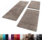 Unbekannt Shaggy Hochflor Teppich Carpet 3TLG Bettumrandung Läufer Set Schlafzimmer Flur, Farbe:Taupe, Bettset:2x60x110+1x80x150