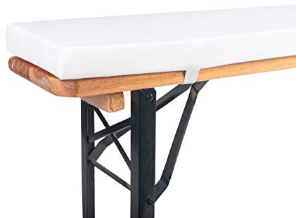 TexDeko® Bierbankauflage gepolstert 220x25x4cm XL für Bierzeltgarnitur Bankauflage waschbar mit Reißverschluss zum selber aufziehen (Weiß)
