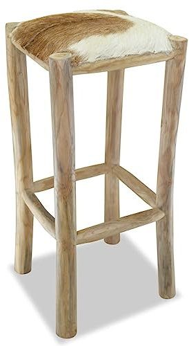 vidaXL Teak Massiv Barhocker Handgefertigt Tresenhocker Bistrohocker Küchenhocker Bar Stuhl Hocker Tresenstuhl Thekenstuhl Echtleder