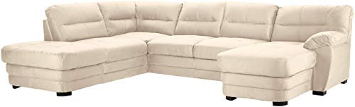 Mivano Wohnlandschaft Royale, Zeitloses Schlafsofa in U-Form mit Bettfunktion, Stauraum und hohen Rückenlehnen, 316 x 90 x 230, Mikrofaser, beige